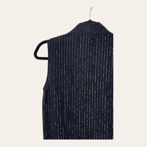 NWT TOMMY HILFIGER SIZE SMALL DRESSY TOP BLACK AND GOLD STRIPE V NECKLINE - Picture 8 of 11